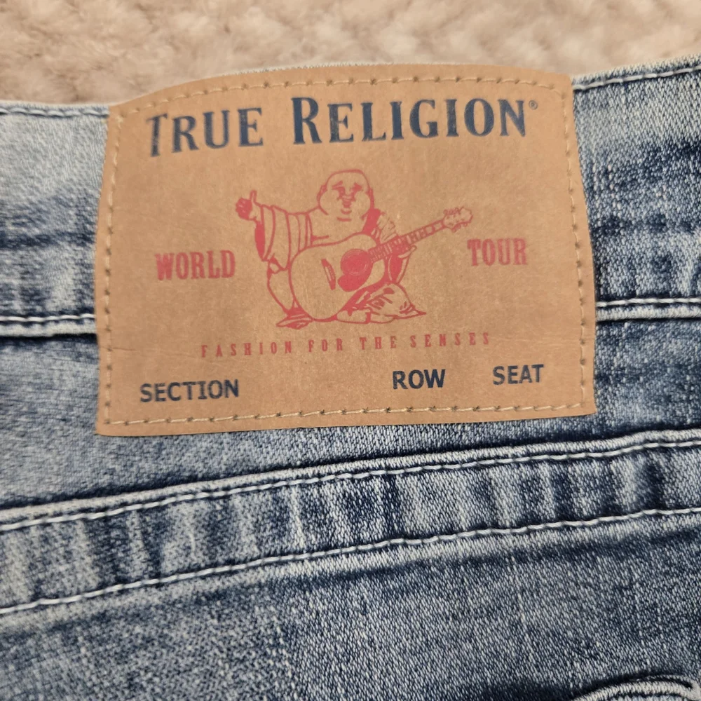 True Religion Ricky Relaxed Straight W40 Jeans Denim Blue Distressed Men's NWT
